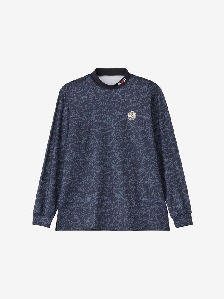 ショットスムーザープリンテッド長袖モックネック／AMF9206X4