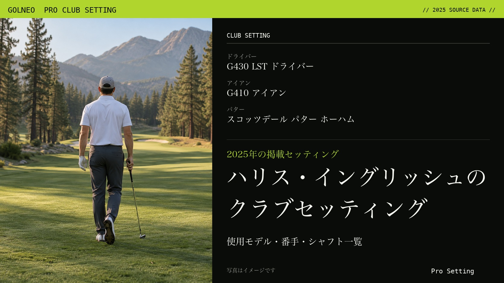 ハリス・イングリッシュのクラブセッティング（写真はイメージ）
