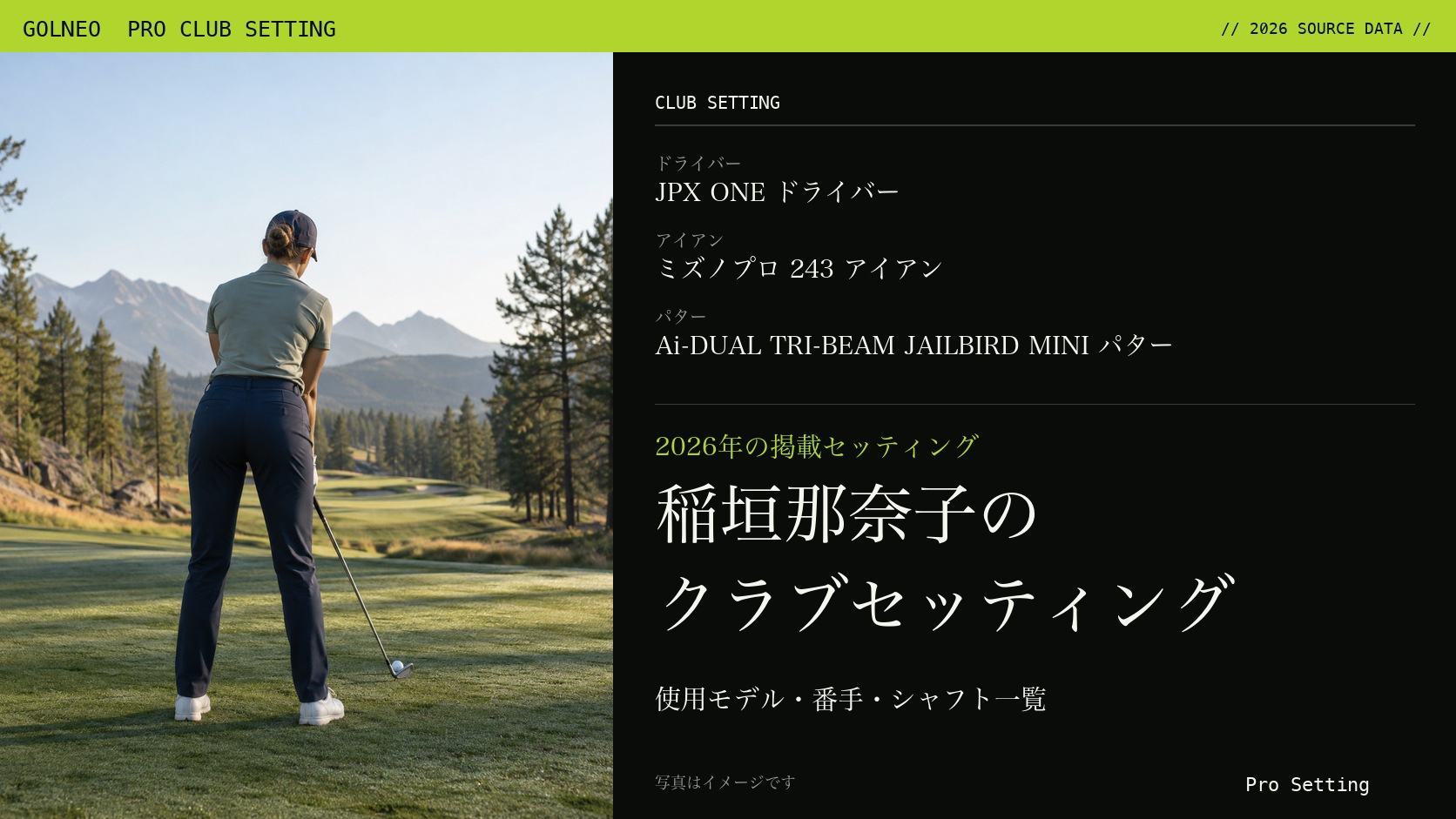 稲垣那奈子のクラブセッティング（写真はイメージ）