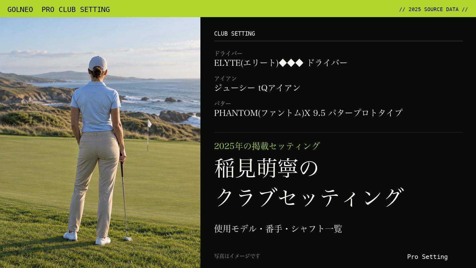 稲見萌寧のクラブセッティング（写真はイメージ）