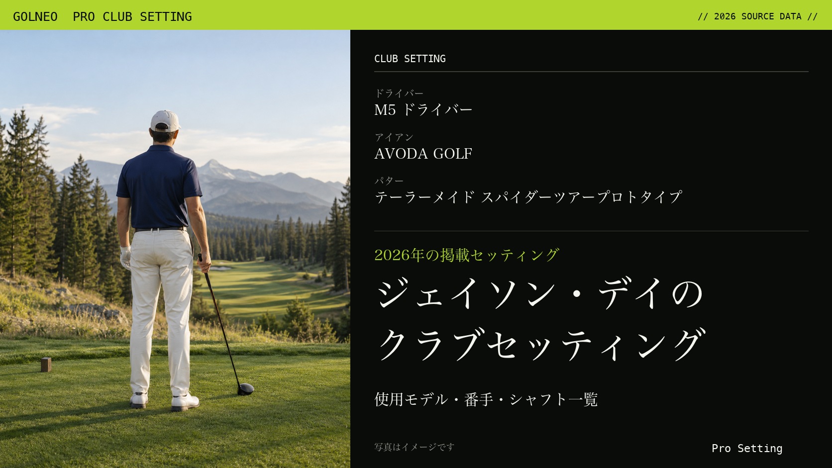 ジェイソン・デイのクラブセッティング（写真はイメージ）