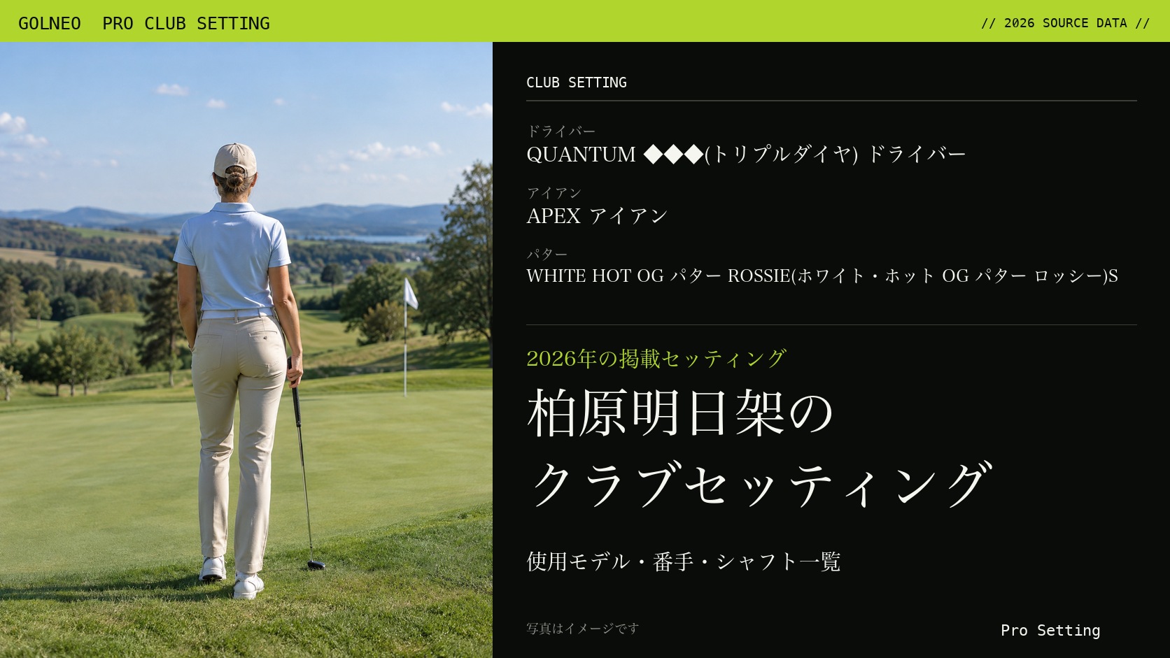 柏原明日架のクラブセッティング（写真はイメージ）