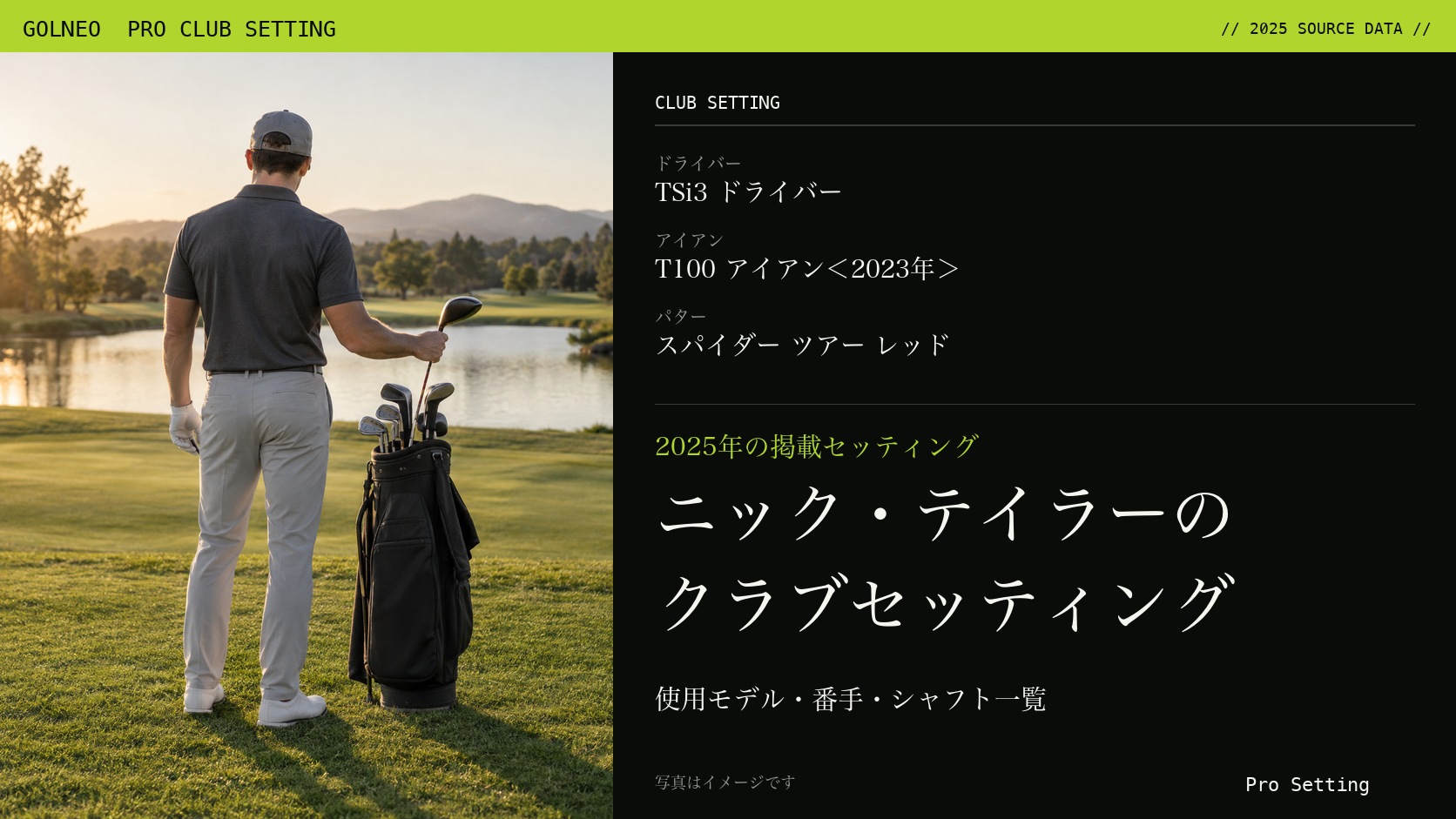 ニック・テイラーのクラブセッティング（写真はイメージ）